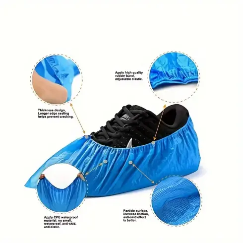 Couvre-Chaussures en CPE Bleu - Parfait pour Environnements Propres | Usine Directe