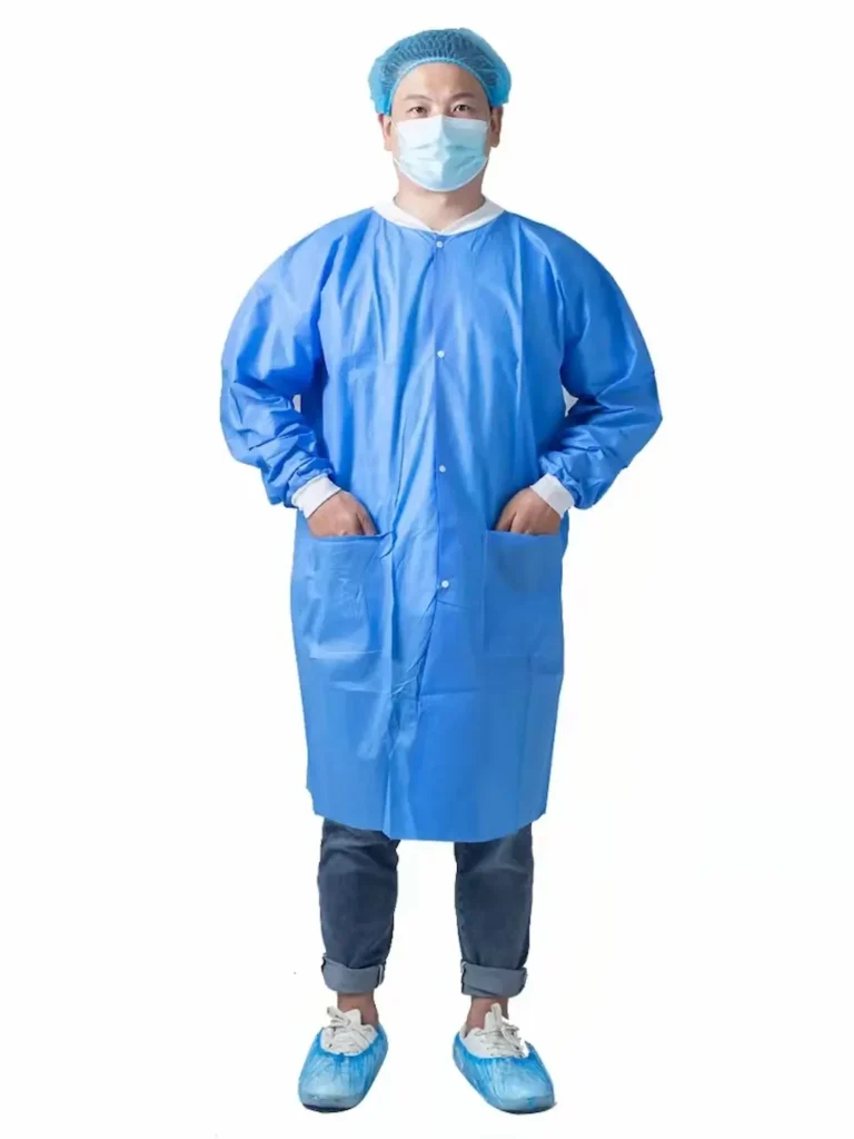 Blouse de Laboratoire Jetable en Matériaux SMS - Résistante aux Huiles et Gras, Confortable et Respirante