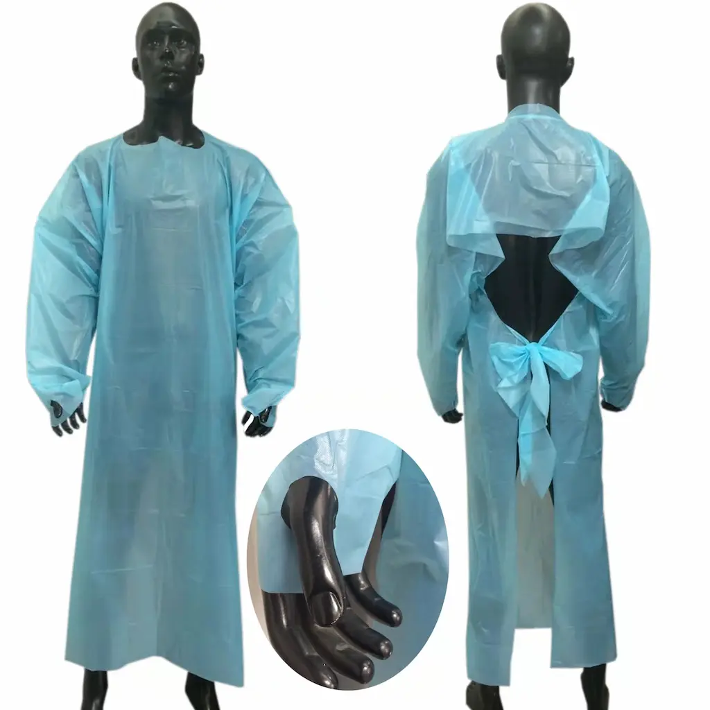 Blouse de Protection Désinfectable en SMS - Design Sans Latex, Poignets Élastiques et Fermeture Arrière Ajustable